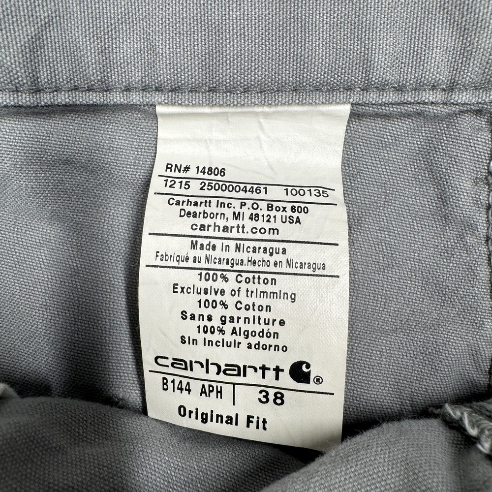 Vintage Carhartt Shorts Gray Canvas Carpenter B144 APH Workwear Men's Size 38 - Picture 2 of 10